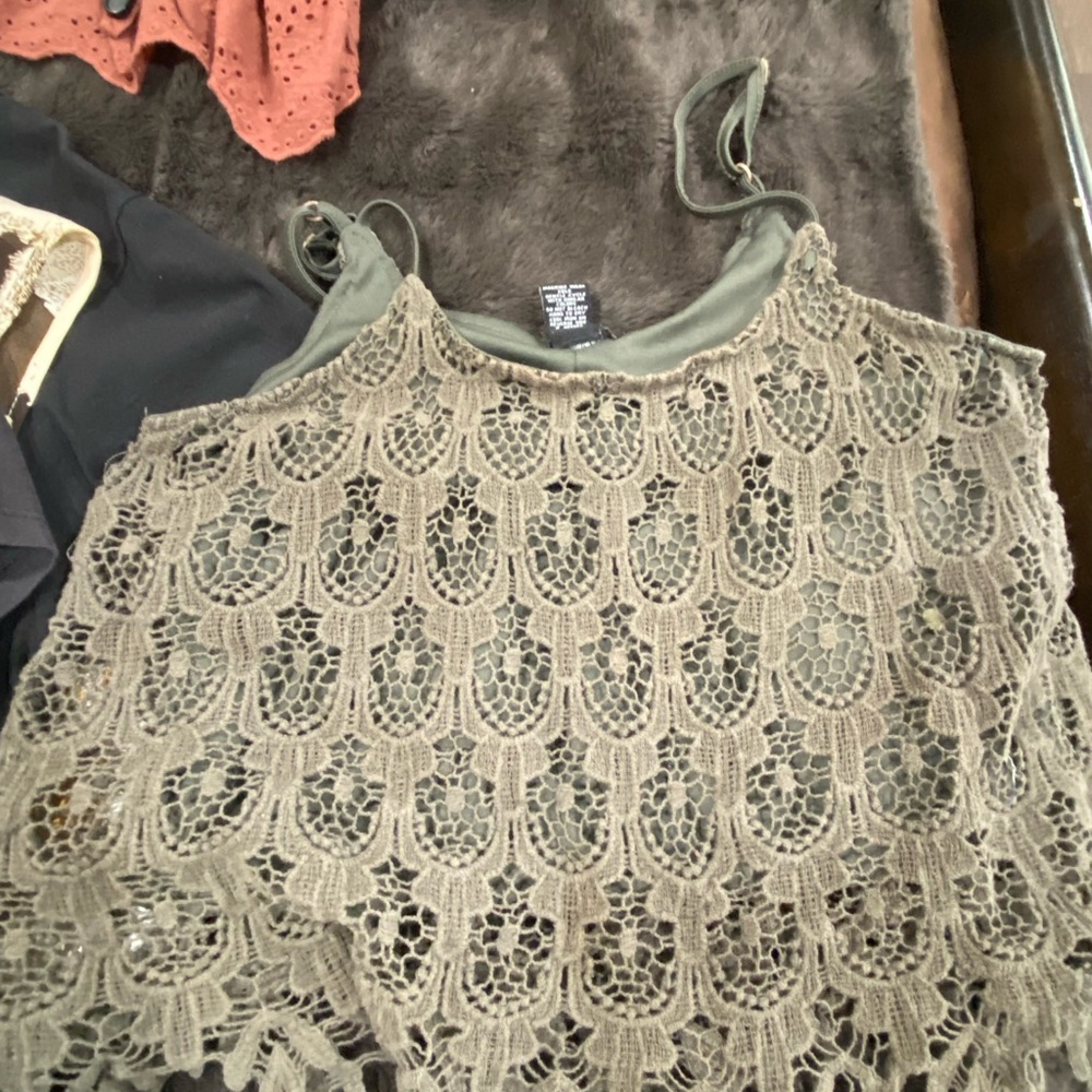 Faded green lace crop top